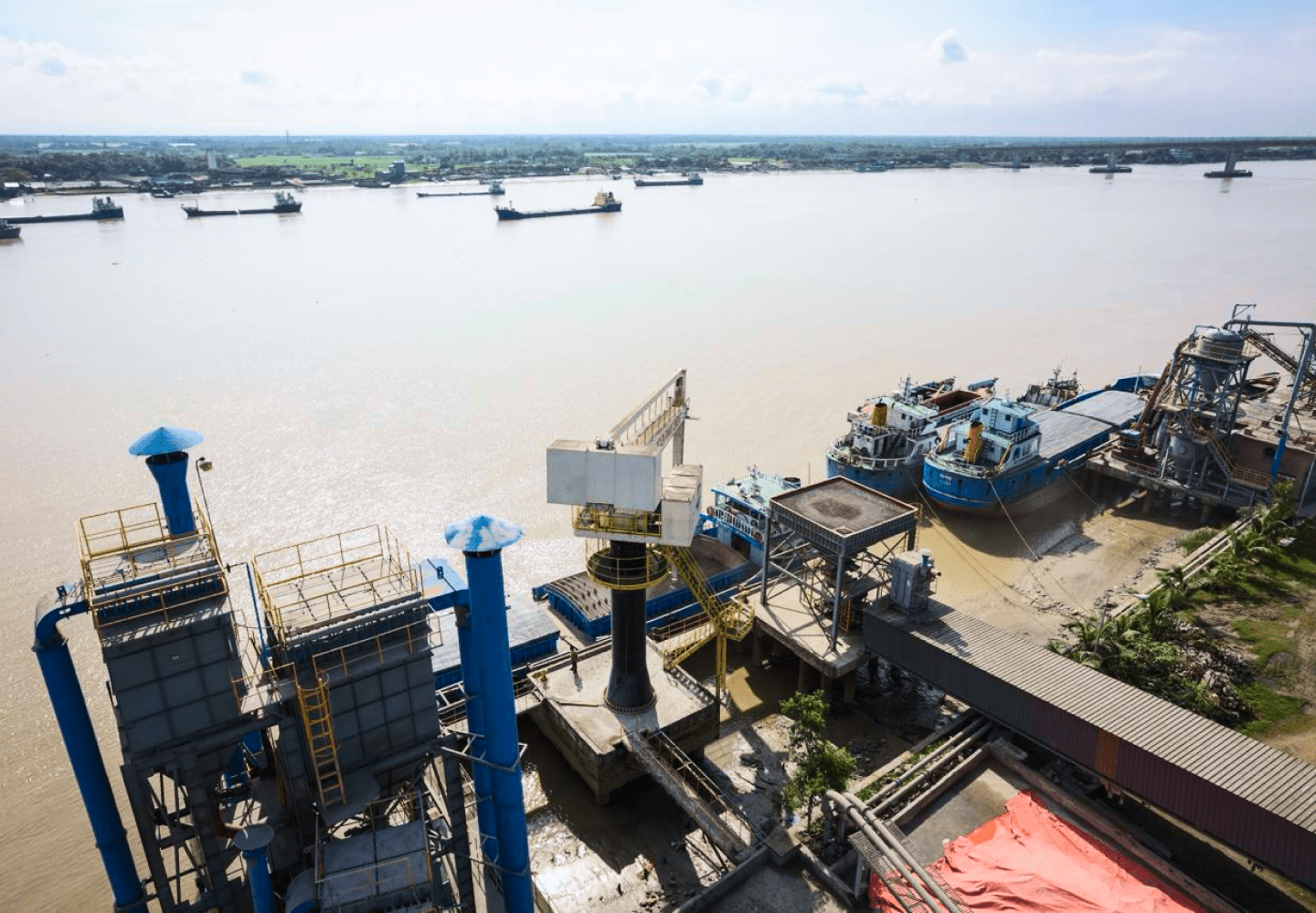Seven Rings Cement plant with modern jetty for smooth loading of raw materials.
