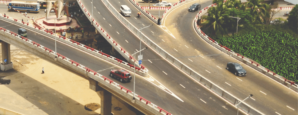 Aerial view of Banani Airport Road flyover
