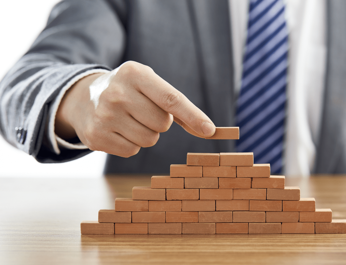 career growth opportunity at seven rings cement building future success concept with blocks