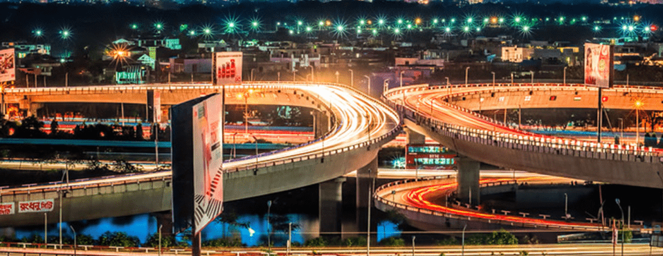 Night view of Kuril Flyover Dhaka