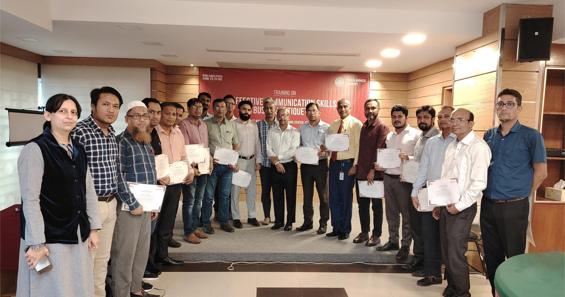 employee recognition and training certificate distribution at seven rings cement workshop
