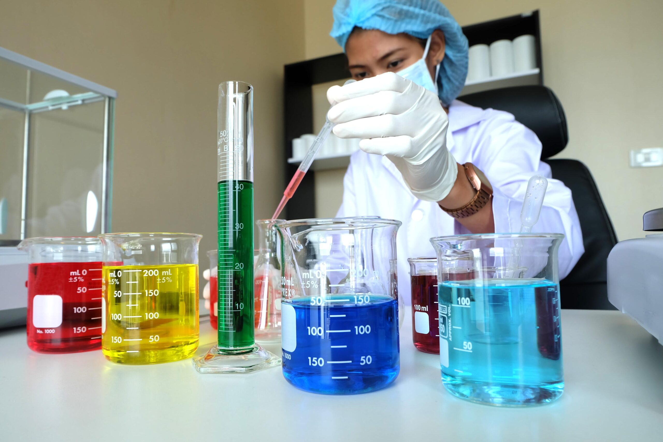 Chemical lab conducting detailed cement sample analysis to meet and exceed global quality standards.